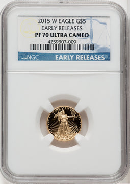 2015-W 4-Coin Set Gold American Eagle ER Blue NGC PF70