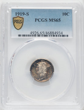 1919-S 10C Mercury Dime PCGS MS65