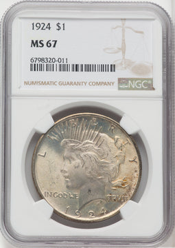 1924 $1 Peace Dollar NGC MS67 (505787012)