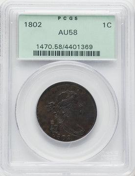 1802 1C BN Large Cent PCGS AU58