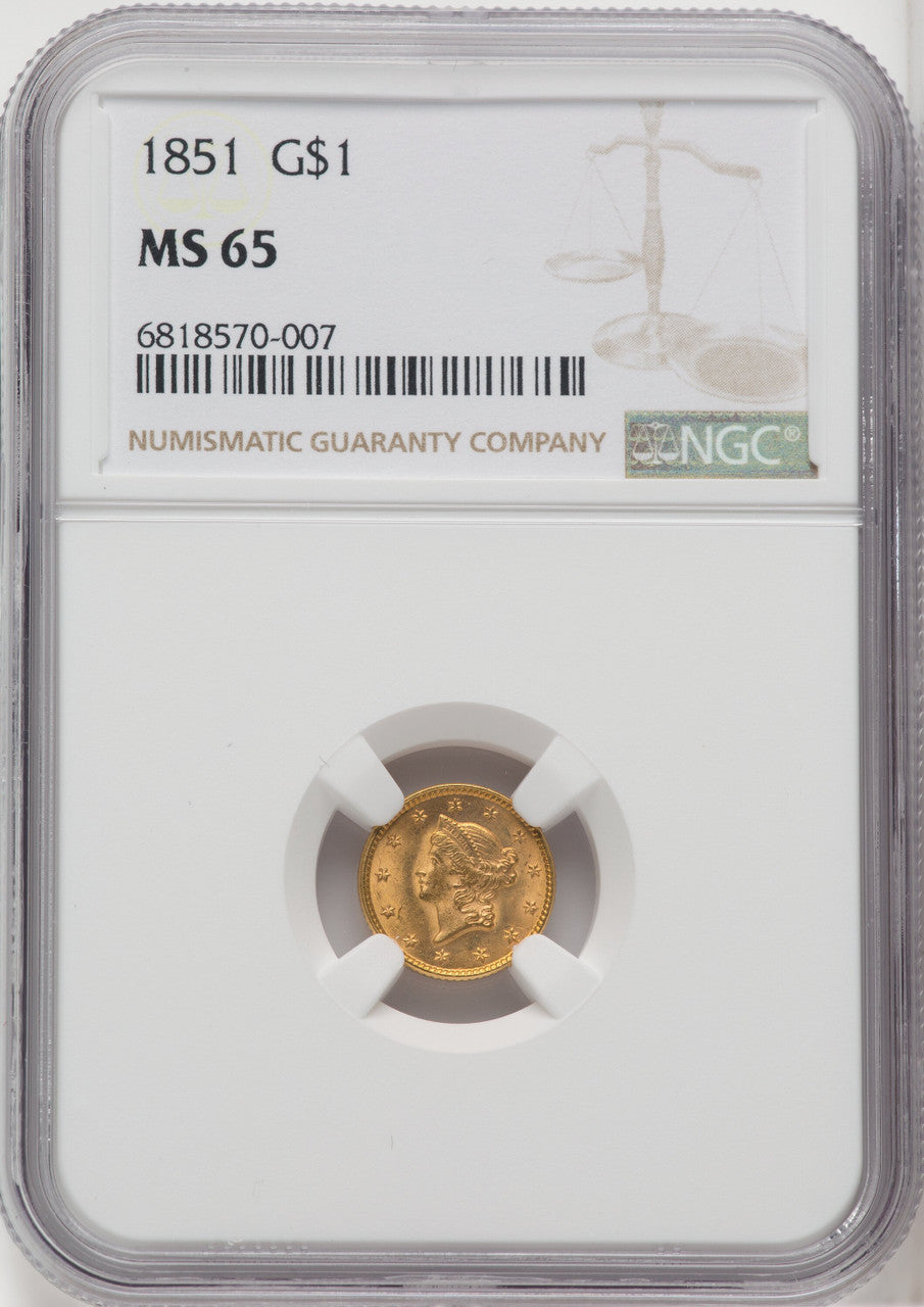 1851 G$1 Gold Dollar NGC MS65 | LCR Coin