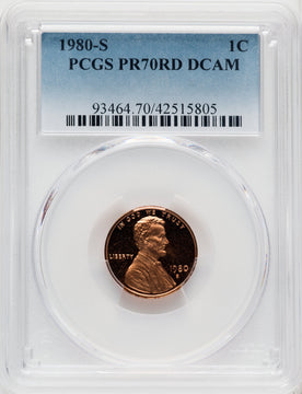 1980-S 1C Proof Lincoln Cent PCGS PR70