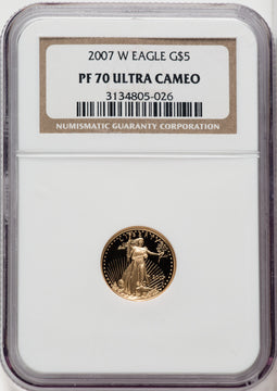 2007-W 4-Coin Set Gold American Eagle Brown Label NGC PF70