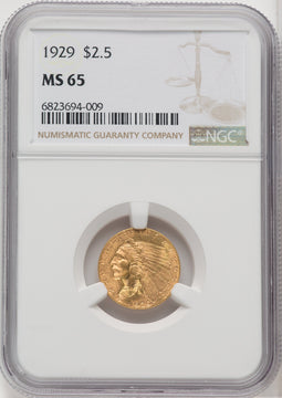 1929 $2.50 Indian Quarter Eagle NGC MS62