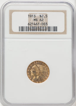1913 $2.50 Indian Quarter Eagle NGC MS62
