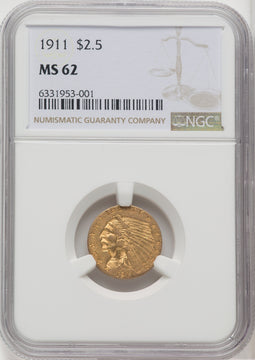 1911 $2.50 Indian Quarter Eagle NGC MS62 (764168008)