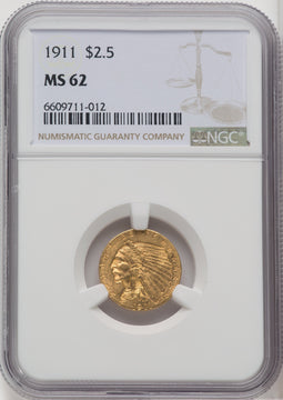 1911 $2.50 Indian Quarter Eagle NGC MS62 (762613033)