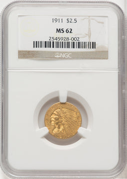1911 $2.50 Indian Quarter Eagle NGC MS62 (762410066)