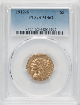 1912-S $5 Indian Half Eagle PCGS MS62 (760542004)