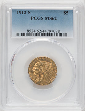 1912-S $5 Indian Half Eagle PCGS MS62 (760542003)