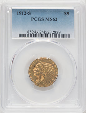 1912-S $5 Indian Half Eagle PCGS MS62 (760063031)