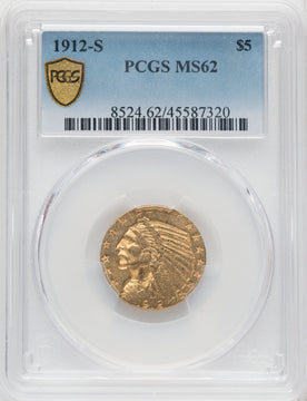 1912-S $5 Indian Half Eagle PCGS MS62 (760542001)