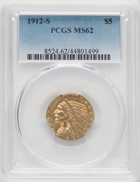 1912-S $5 Indian Half Eagle PCGS MS62 (760542005)
