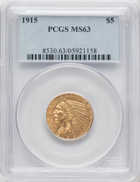 1915 $5 Indian Half Eagle PCGS MS63
