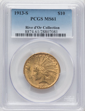 1913-S $10 Indian Eagle PCGS MS61