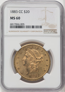 1883-CC $20 Liberty Double Eagle NGC MS60