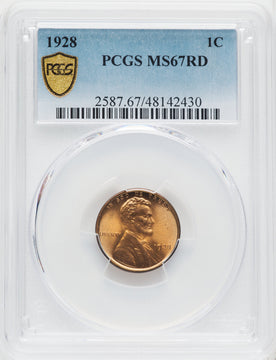1928 1C RD Lincoln Cent PCGS MS67