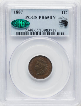 1887 1C BN CAC Proof Indian Cent PCGS PR65