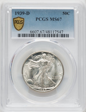 1939-D 50C Walking Liberty Half Dollar PCGS MS67
