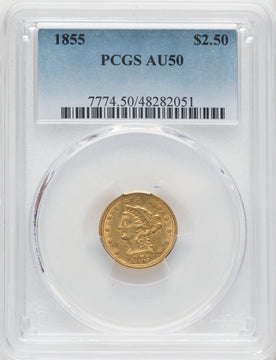 1855 $2.50 Liberty Quarter Eagle PCGS AU50