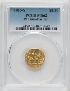 1915-S $2.50 Panama-Pacific Quarter Eagle Commemorative Gold PCGS MS62