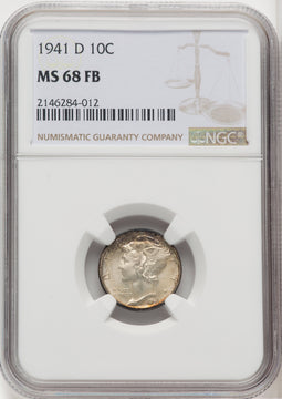 1941-D 10C FB Mercury Dime NGC MS68