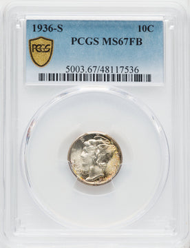 1936-S 10C FB Mercury Dime PCGS MS67