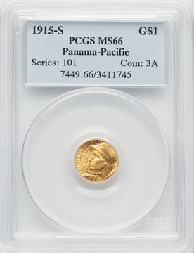 1915-S G$1 PAN-PAC Gold Dollar Commemorative Gold PCGS MS66