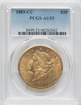 1883-CC $20 Liberty Double Eagle PCGS AU53