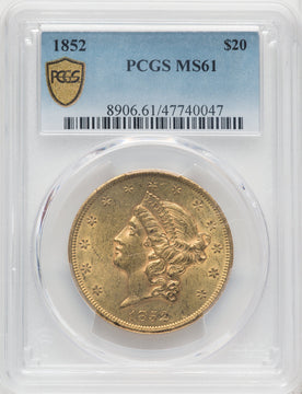1852 $20 Liberty Double Eagle PCGS MS61