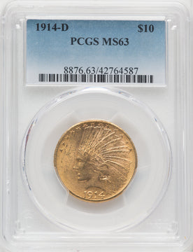 1914-D $10 Indian Eagle PCGS MS63