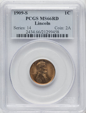 1909-S 1C Lincoln RD Lincoln Cent PCGS MS66