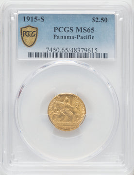 1915-S $2.50 Panama-Pacific Quarter Eagle Commemorative Gold PCGS MS65