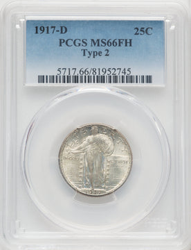 1917-D Type Two FH Standing Liberty Quarter PCGS MS66