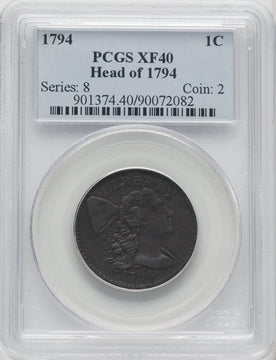 1794 1C Head of 1794 BN Large Cent PCGS XF40