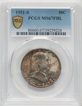 1951-S 50C FL Franklin Half Dollar PCGS MS67