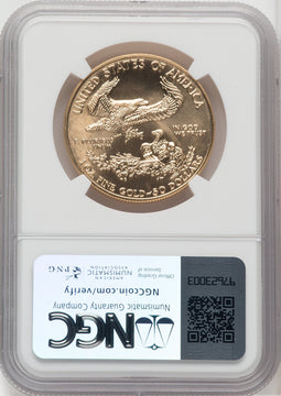 1995 $50 One-Ounce Gold Eagle Brown Label NGC MS70