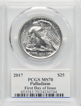 2017 $25 Palladium Eagle First Day of Issue PCGS MS70 Moy Signed