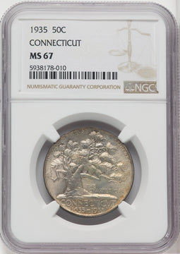 1935 50C Connecticut Commemorative Silver NGC MS67 (766932001)