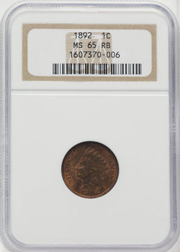 1892 1C RB Indian Cent NGC MS65