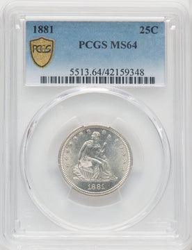 1881 25C Seated Quarter PCGS MS64