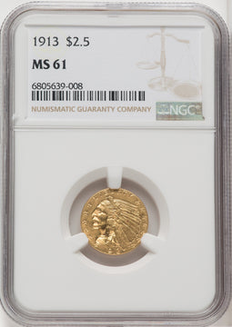 1913 $2.50 Indian Quarter Eagle NGC MS61 (766858046)