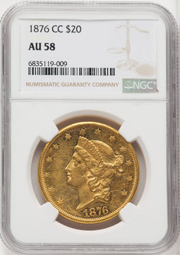 1876-CC $20 Liberty Double Eagle NGC AU58 (766125018)