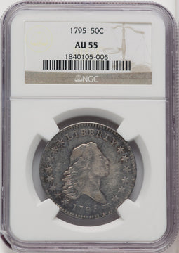 1795 50C 2 Leaves Early Half Dollar NGC AU55