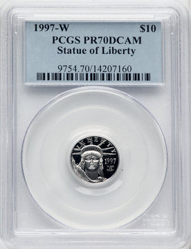 1997-W $10 Tenth-Ounce Platinum Blue Gradient PCGS PR70