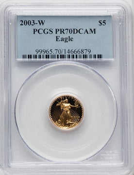 2003-W $5 Tenth-Ounce Gold Eagle Blue Gradient PCGS PR70