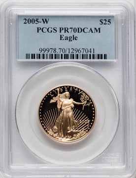 2005-W $25 Half-Ounce Gold Eagle Blue Gradient PCGS PR70