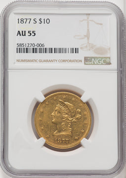 1877-S $10 Liberty Eagle NGC AU55