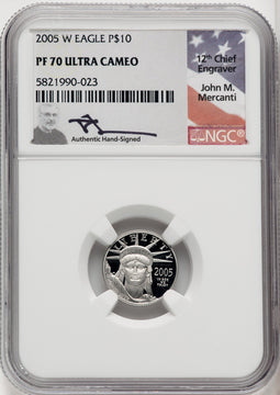 2005-W 4-Coin Set Platinum American Eagles NGC PF70 Mercanti Signed