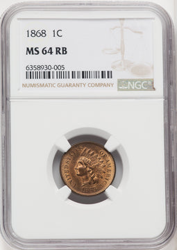 1868 1C RB Indian Cent NGC MS64